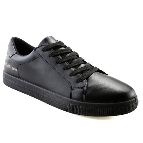 Stylish Figures and PU Leather Design Men's Casual Shoes - Noir 42