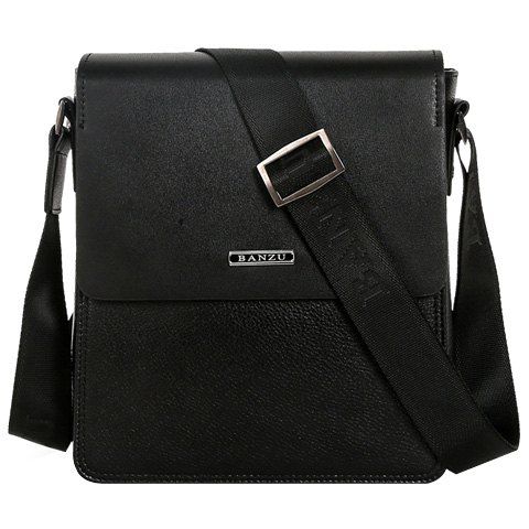 

Simple Dark Color and Letter Design Men's Messenger Bag, Black