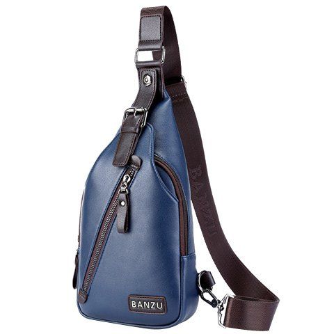 Leisure Zip and Buckle Design Men's Messenger Bag - Bleu 