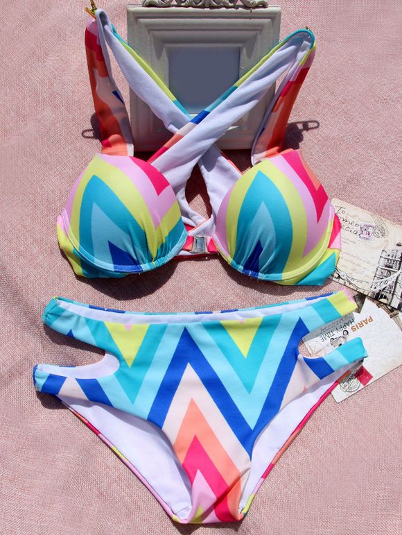 Zig Zag Criss Cross arc-en bikini de Séduisante femmes - multicolore S