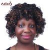 Capless perruque synthétique Brown Trendy Highlight courtes Afro Curly Fluffy mousseux femmes - multicolore 