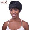 Charme Lisse Court Black Side Bang perruque synthétique résistant à la chaleur pour les femmes - Noir 