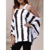 T-Shirt Femme Striped  's Trendy ample Cut Out - Blanc et Noir ONE SIZE(FIT SIZE XS TO M)