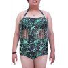 Trendy Plus Size Fringed Halter Bikini For Women - Vert 2XL
