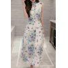 Papillon doux Imprimer stand boutonnée Collar Women Dress  's - Blanc XL