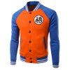 Rib Splicing pied de col caractères chinois Imprimer manches longues hommes d  'Sweatshirt - Orange L