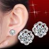 Paire de Rhinestoned florale élégante Boucles d'oreilles pour les femmes - Argent 