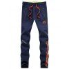 Striped Lace Up Zip Pants Design Sport For Men - Bleu XL