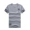 Casual Letter Printed Scoop Neck Men's Solid Color T-Shirt - Gris L