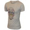 T-Shirt Manches Courtes à Col Rond Motif à Imprimé Crâne pour Hommes - Gris L