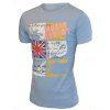 T-shirt col rond Imprimer Splicing modèle à manches courtes Hommes  's - Bleu clair M