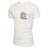 T-Shirt Manches Courtes à Col Rond Motif Crâne Fleur et Inscription pour Hommes - Blanc 2XL