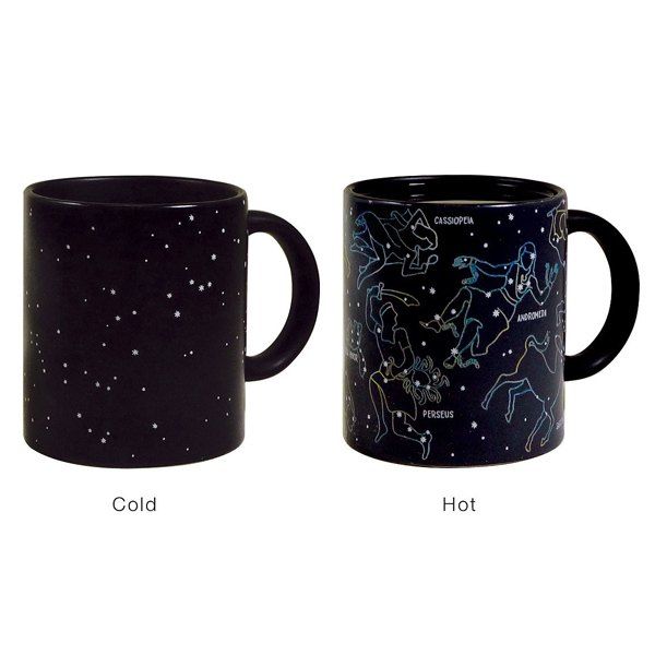 

High Quality Novelty Office Tea Coffee Cup Constellation Pattern Color Changing Ceramic Mug, Black