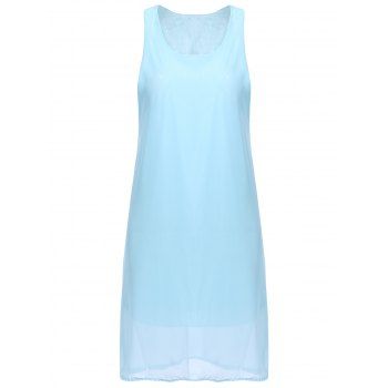 

Bowknot Chiffon Mini Tank Dress, Azure