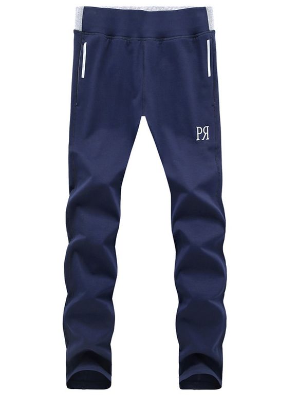 Sporty Chic Jambe droite Lacets Joker Motif Pantalons pour hommes - Bleu XL