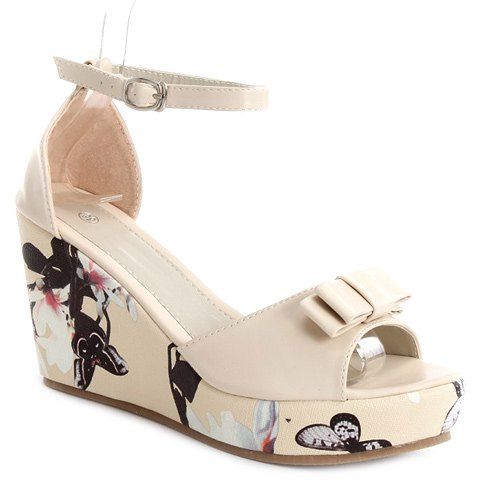 Casual Print and Sandals Bow design Femmes  's - Abricot 36