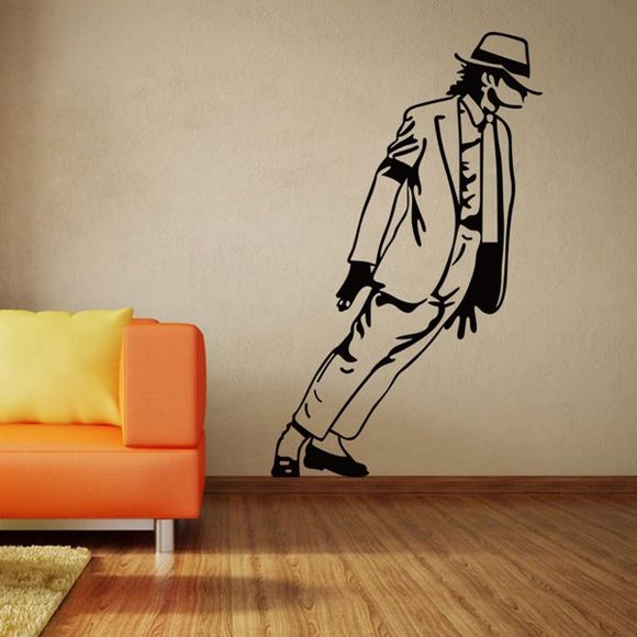 Autocollant Mural Chic Motif Michael Jackson pour Décoration Chambre ou Salon - Noir 