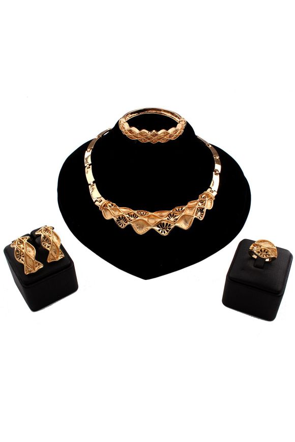 Chic strass Wavy Collier Bague Bracelet Boucles d'oreilles pour les femmes - d'or 