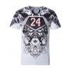 Casual Manches courtes Plus Size V-Neck Men  's Nombre 3D T-shirt imprimé - Blanc 3XL