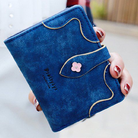 Lettre Sweet and Stitching design femmes s ' Small Wallet - Bleu Saphir 