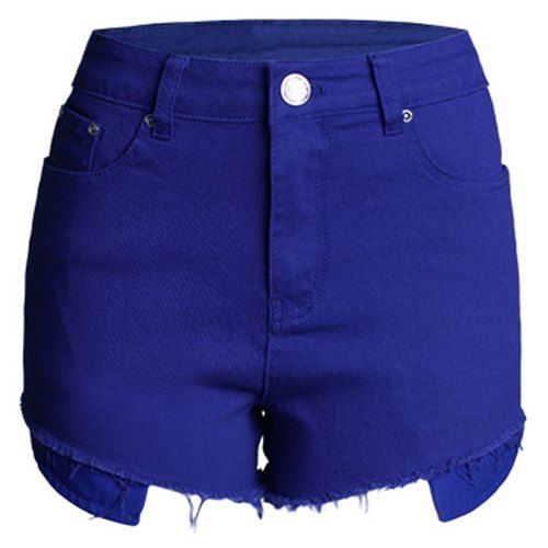 Shorts mode Bouton Agrémentée de Fringe Fly Femmes  's - Bleu L
