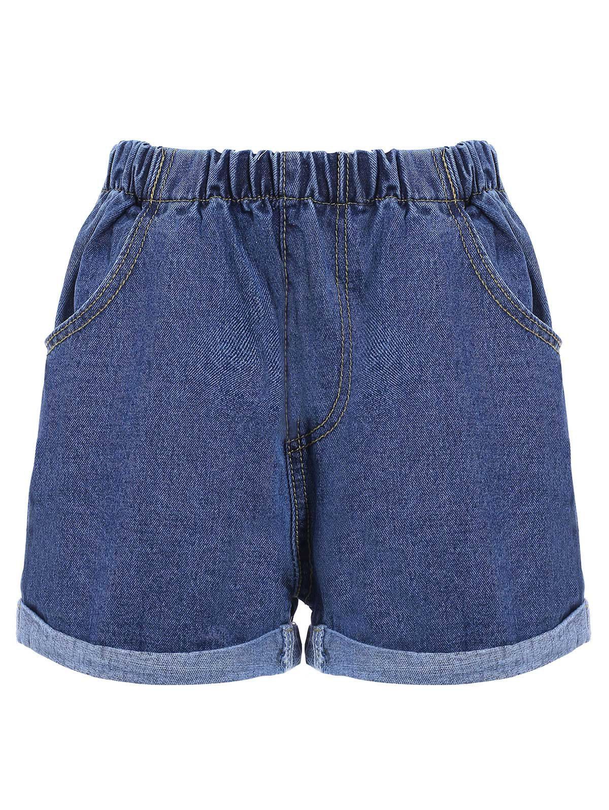 [17% OFF] 2021 Chic Elastic Waist Pocket Design Hemming Women's Shorts ...