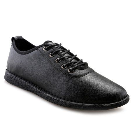 Simple Solid Colour and Lace-Up Design Men's Casual Shoes - Noir 42