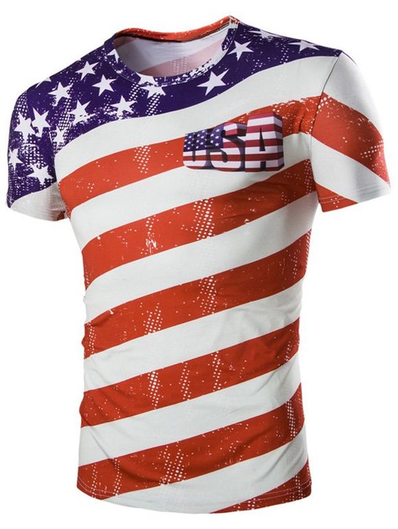 s 'Casual Striped Imprimé Hommes  manches courtes T-shirt - Rayure 2XL