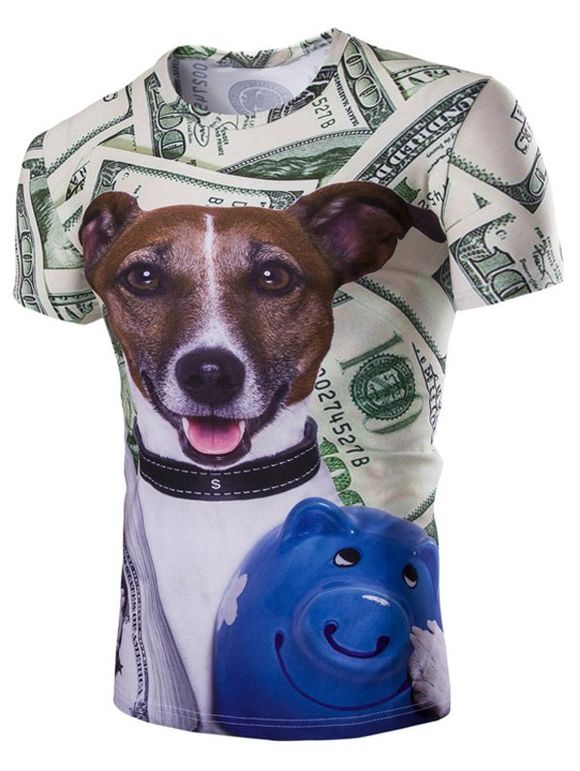 s 'Casual Dog Printed Men  manches courtes T-shirt - multicolore M