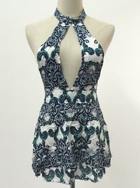 

Open Back Mini Cut Out Print Dress, Colormix