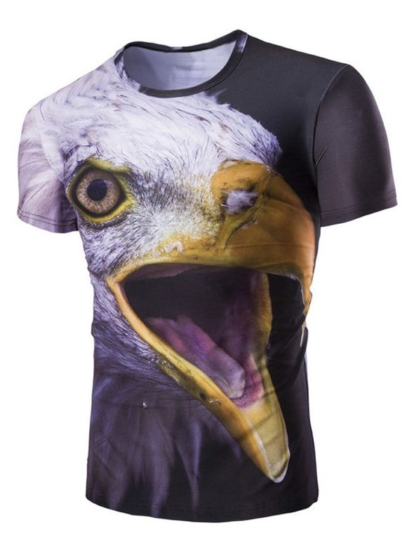 Men 's  3D Night Owl Imprimer col rond T-shirt manches courtes - multicolore L