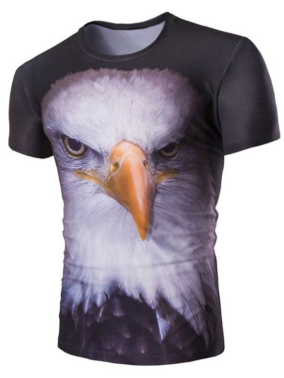 Men 's  stéréoscopiques Night Owl Imprimer col rond T-shirt manches courtes - multicolore 2XL