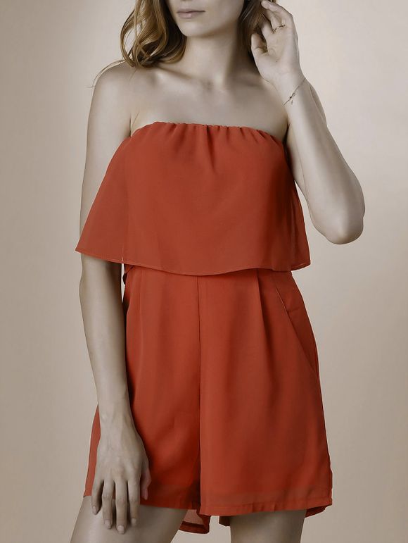 Bustier Trendy Romper Pure couleur pour les femmes - Saumon XL