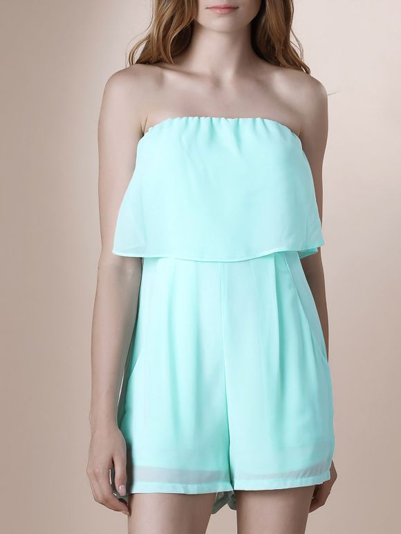 Bustier Trendy Romper Pure couleur pour les femmes - Vert clair XL