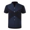 Simple stand Collar Splicing Sequin Agrémentée à manches courtes T-shirt pour les hommes - Bleu Saphir 2XL