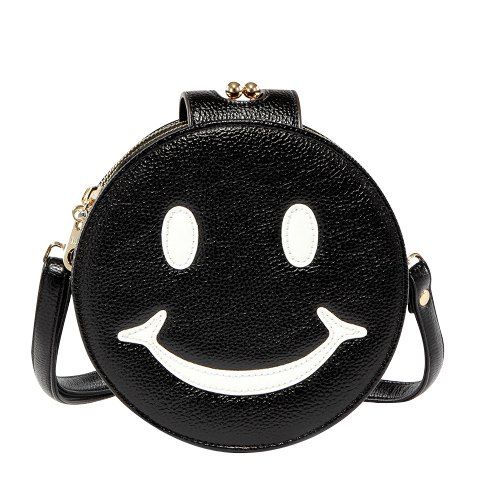 Leisure Smiling Face and Round Shape Design Women's Crossbody Bag - Noir 