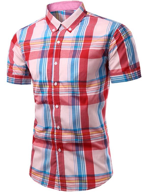 Men's Fashion Checked Printing Single Breasted Shirt - Carré 2XL