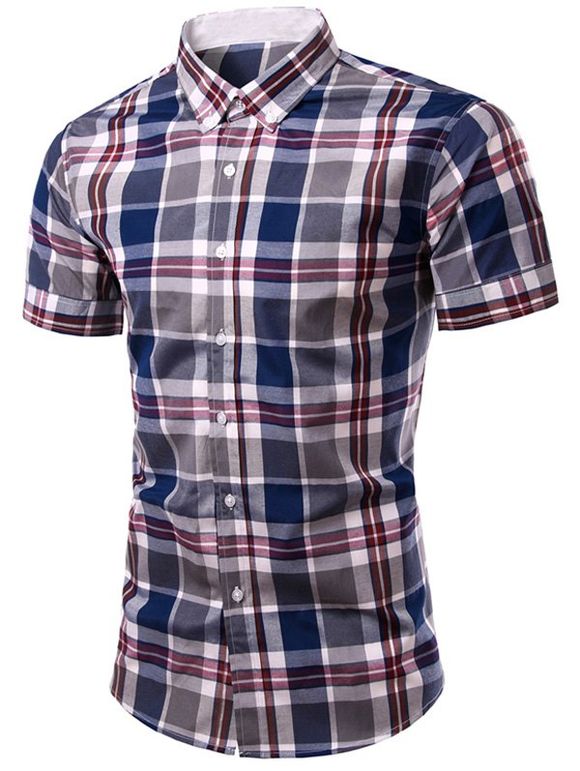 Shirt unique poitrine Plaid impression de Mode Hommes - Carré 3XL