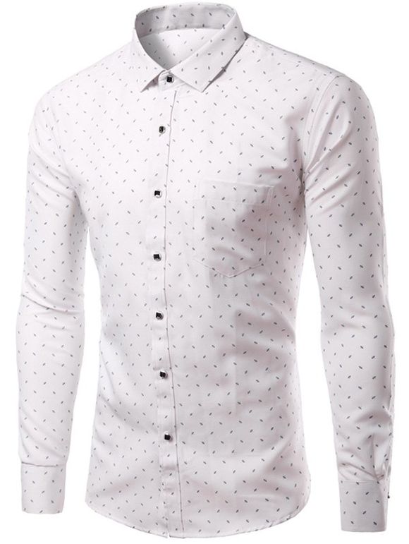 s Mode Hommes  Turn Down Collar Shirt unique poitrine Impression - Blanc L