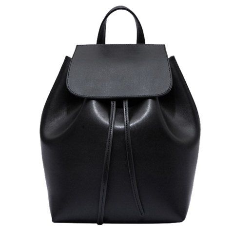 Laconic Black and PU Leather Design Women's Satchel - Noir 