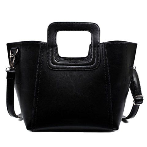 Concise Stitching and PU Leather Design Women's Tote Bag - Noir 