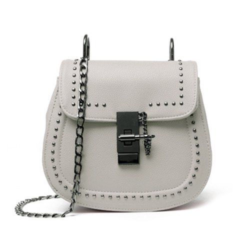 Fashionable Chain and Solid Colour Design Women's Crossbody Bag - LIGHT GRAY 