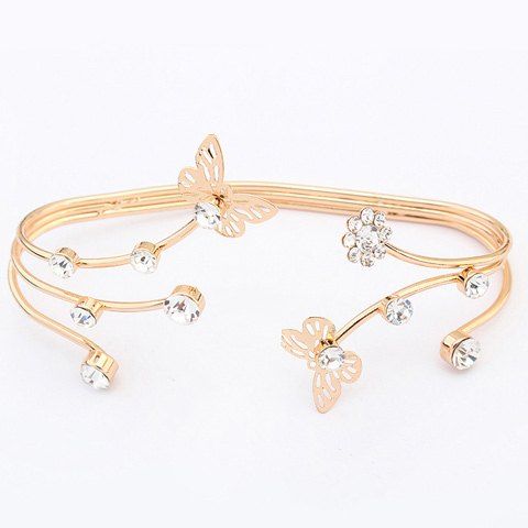 Papillon Chic strass Bracelet multicouches pour les femmes - d'or 