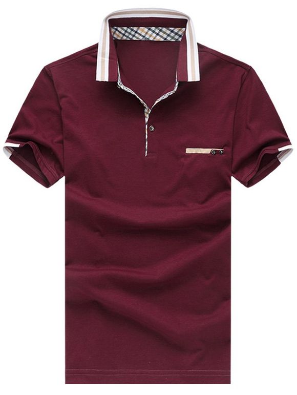 Men 's  Casual Taille Plus Manches courtes T-shirt couleur unie - Rouge 5XL