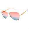 Lentilles Chic Gradient Couleur Femmes d'or Aviator Sunglasses  's - Bleu et Rose 
