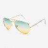 Objectifs Chic Gradient couleur métal doré femmes s 'Aviator Sunglasses - Jaune et Vert 