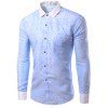 Men 's  Fashion Turn Down Collar Shirt Ploka Dot Printing - Bleu clair M