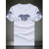 Col rond Taille Plus élégant Skull and Feathers Imprimer T-shirt de manches courtes hommes - Blanc M