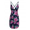 Trendy Open Back Flower Print Dress For Women - multicolore S