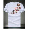 T-shirt col rond Plus Size papillon Imprimer élégant à manches courtes hommes s ' - Blanc 4XL